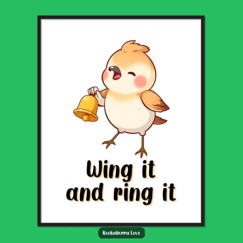 Free Printable Wall Art: Amusing Bell Bird, Humorous Downloadable Decor for Cheerful Spaces