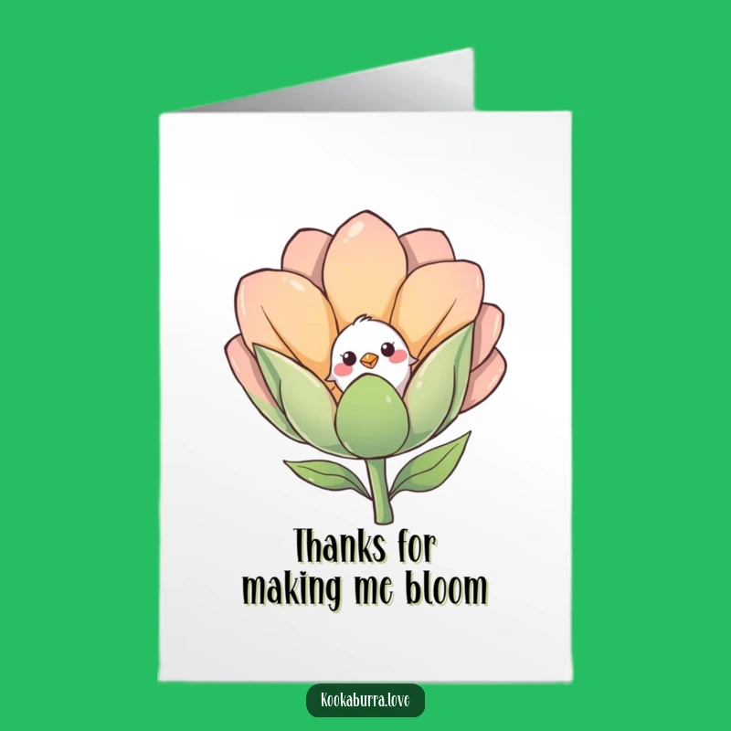 Free Printable Shy Bird Thank You Card: Flower Thanks, Gentle, Downloadable